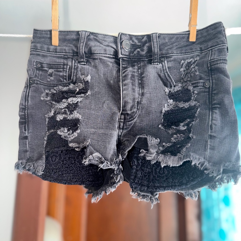 Urban Outfitters Charcoal Distressed Jean Shorts